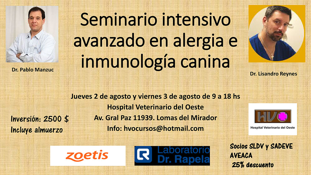 Seminario intensivo avanzado en alergia e inmunolog&iacute;a canina - inversion: $2500